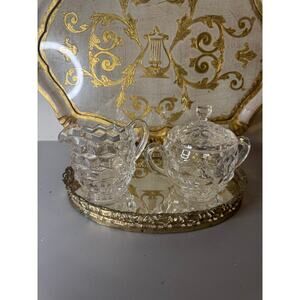 Vintag Fostoria American Creamer and Sugar Set